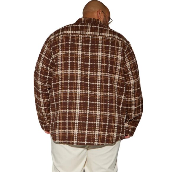 Take You On A Ride Textured Button Up Long Sleeve Shirt Chocolate Men's - Picture 6 of 6